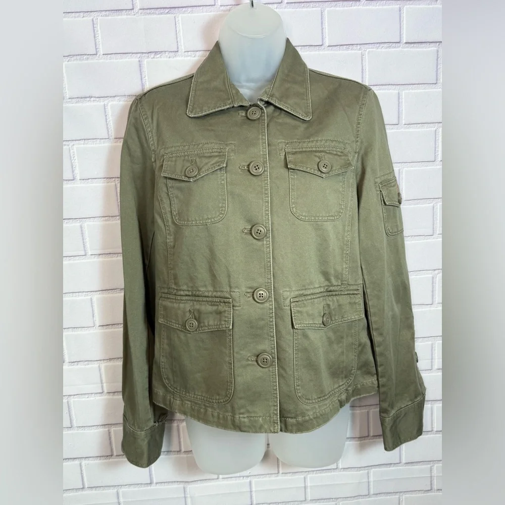 J. Crew Olive Green Utility Jacket Size Small 100% Cotton - Picture 7 of 12